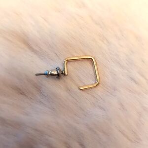 Gold Toned Square Hoop Geometric Wire Stud Earrings